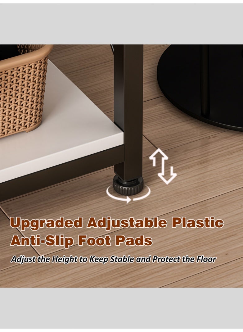 عنيد طاولة تلفزيون لأجهزة التلفزيون مقاس 60 و65 و70 بوصة مع درجين من القماش، طاوله تلفزيون مع أرفف تخزين مفتوحة، مكتبة تلفزيون متينة، طاولة تلفاز لغرفة المعيشة وغرفة النوم، بيضاء، 175 * 40 * 50 سم - Image 4