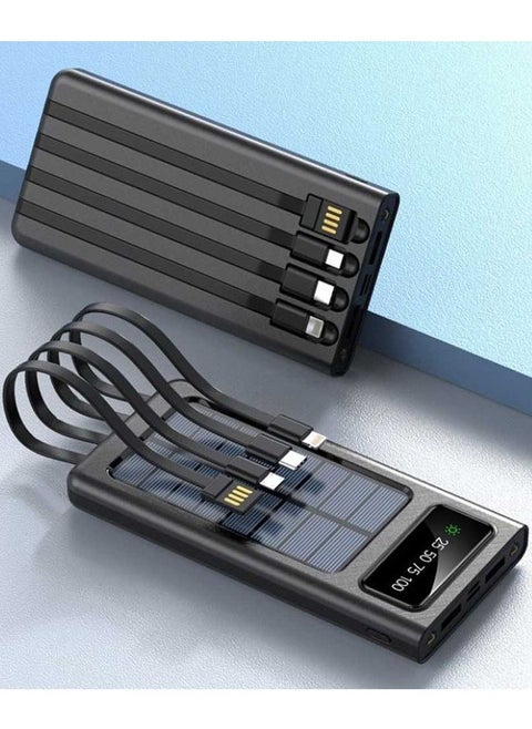 New Solar Powerbank 20000 mAh Built-in Cables 4 in 1 Solar Charger