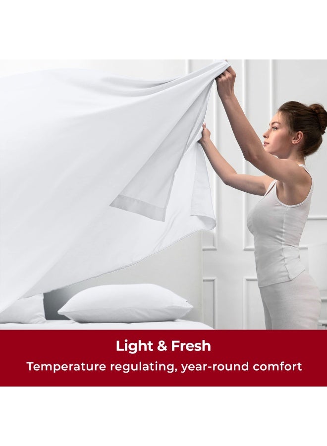 mellanni Bed Sheet Set Brushed Microfiber 1800 Bedding Wrinkle Fade Stain Resistant Hypoallergenic 4 Piece Queen White  - Image 3