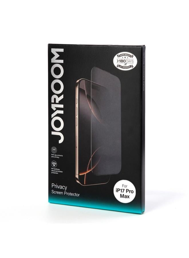 جوي روم 2.5D Anti‑Spy Full‑Screen Tempered Glass Protector For IPhone 17 Pro Max black - Image 2