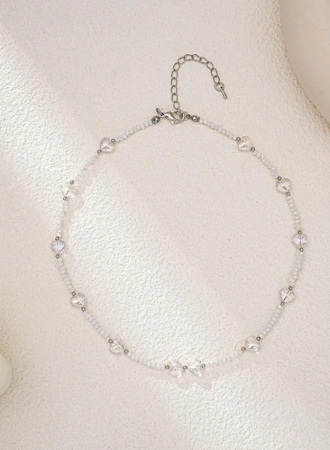 تايك تو Heart Beaded Faux Pearl Necklace