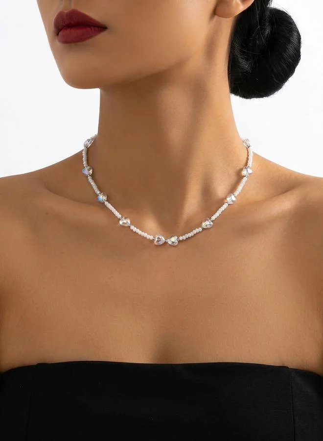 تايك تو Heart Beaded Faux Pearl Necklace