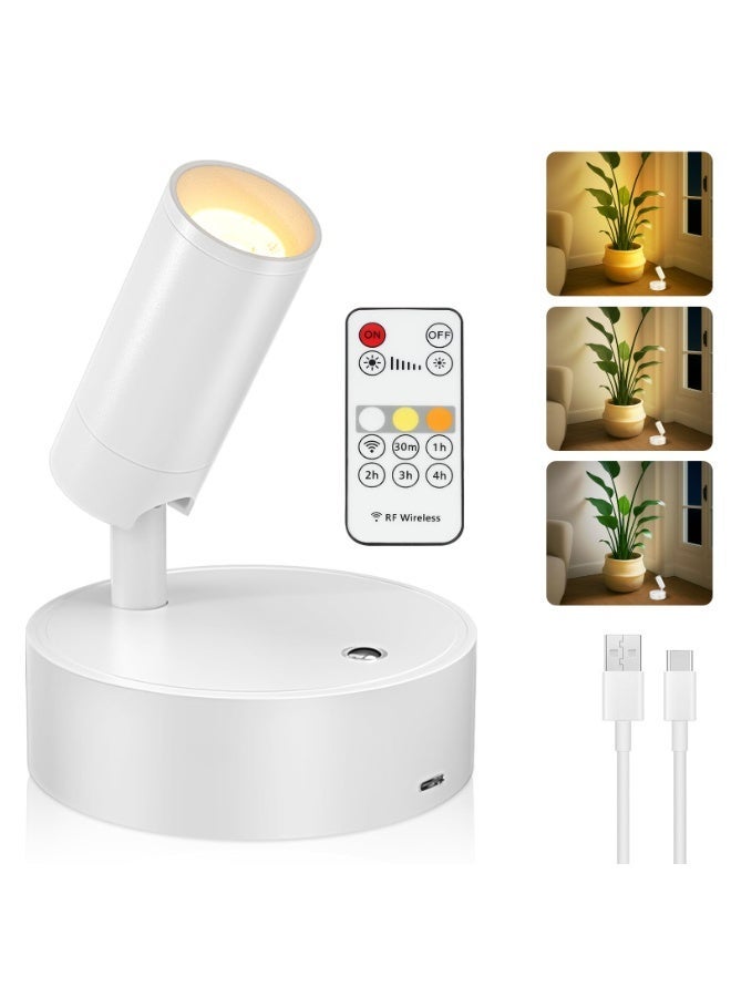 Wireless Spotlights, Remote Control LED Wall Lamps, Wall-Mounted Lamps with 3 Color Temperatures, 360° Rotation, Battery-Powered LED Spotlights, Perfect for Plant Displays in Living Room, Bedroom, Hallway, and Bedside Tables - Image 1