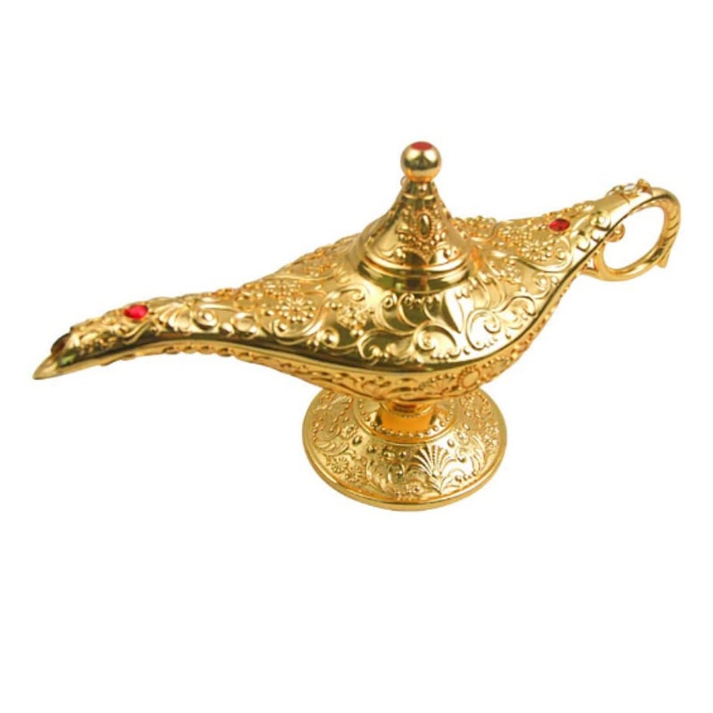 SUNMALL SUNMALL Vintage Legend Aladdin Lamp Magic Genie Wishing LightCollectable Rare Classic Arabian Costume Props Lamp Tabletop Decor Crafts for HomeWedding Decoration Gold 