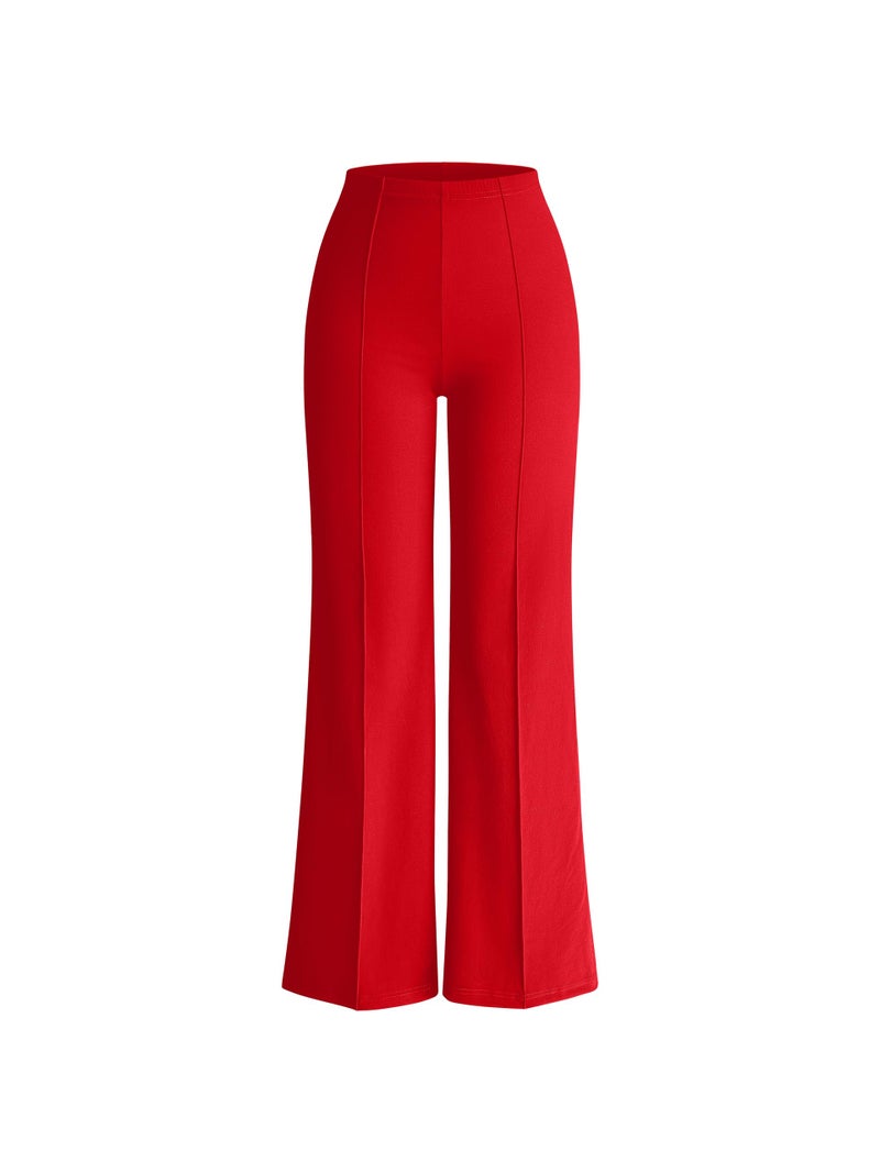 OQQ Women Wide Leg Pants High Waist Casual Pants Fall Clothes Outfits Red - Image 1