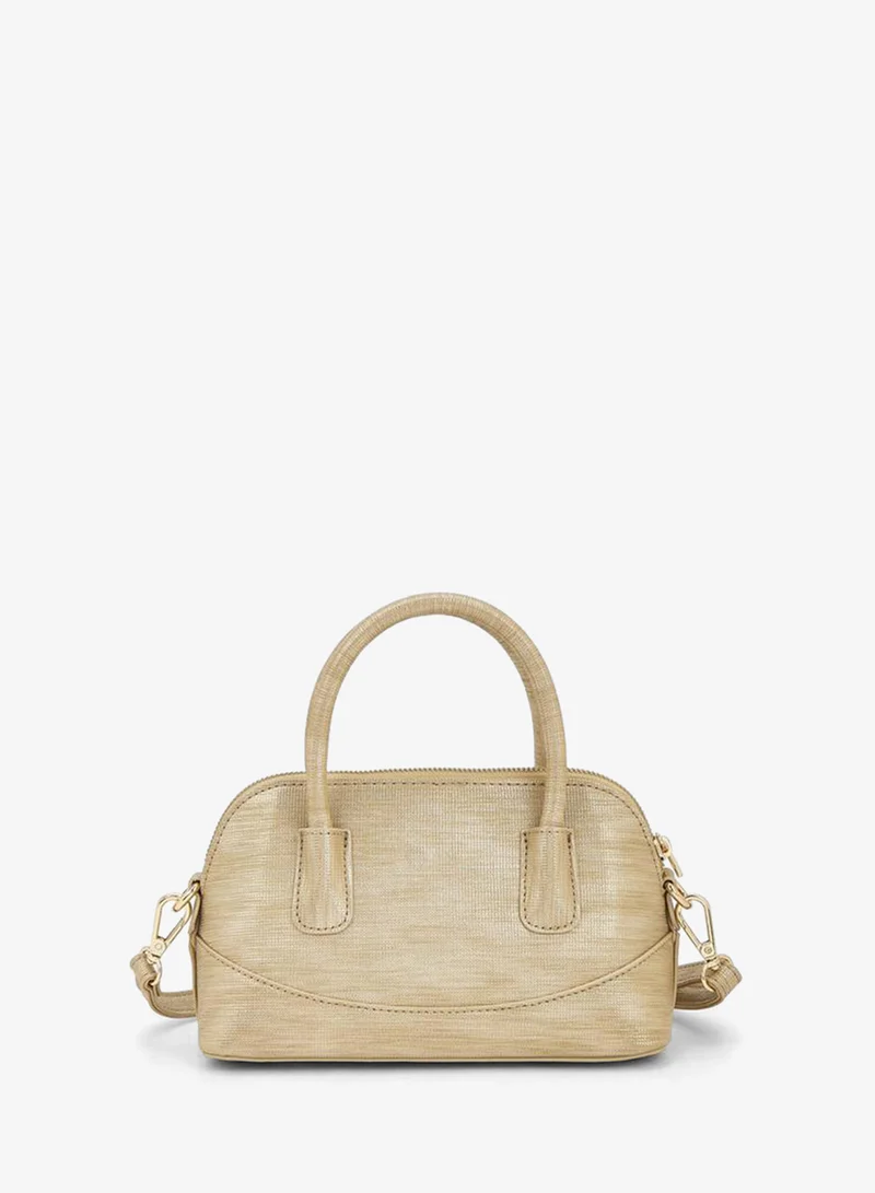Flora Bella By Shoexpress GOLD Textured Satchel Bag With Detachable Strap for Women | Best Price UAE