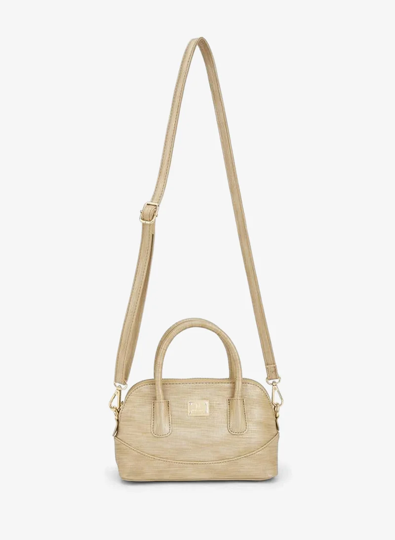 Flora Bella By Shoexpress GOLD Textured Satchel Bag With Detachable Strap for Women | Best Price UAE