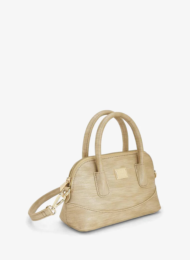 Flora Bella By Shoexpress GOLD Textured Satchel Bag With Detachable Strap for Women | Best Price UAE