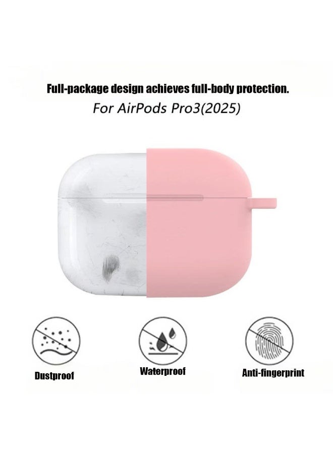 دكينج Soft silicone protective case suitable for Airpods Pro 3 , comes with cleaning tools and a keychain, shockproof and dirt-resistant case (pink) - Image 4