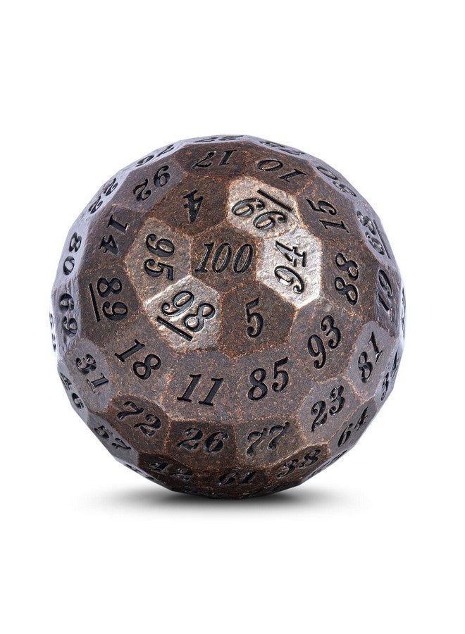DNDND Ancient Copper Metal D100 Dice Single 100 Sided 50Mm Polyhedral Dice With Metal Case And Velvet Pouch(Ancient Copper With Black Number)  - Image 1