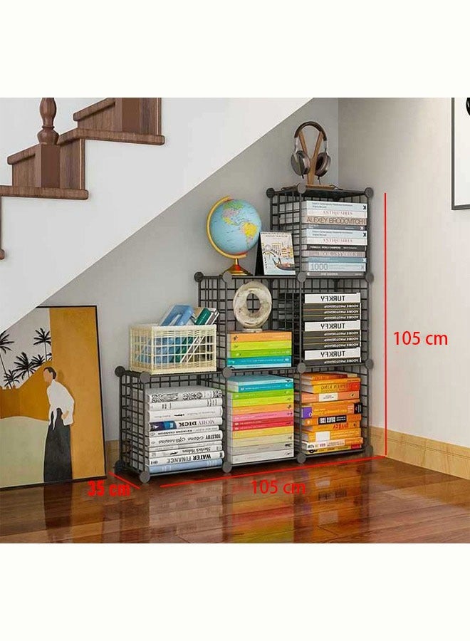 Generic Bookshelf Metal Industrial Bookcase Display Rack with Steel Frame Storage Rack Shelf for Office Bathroom Living Room - Image 2