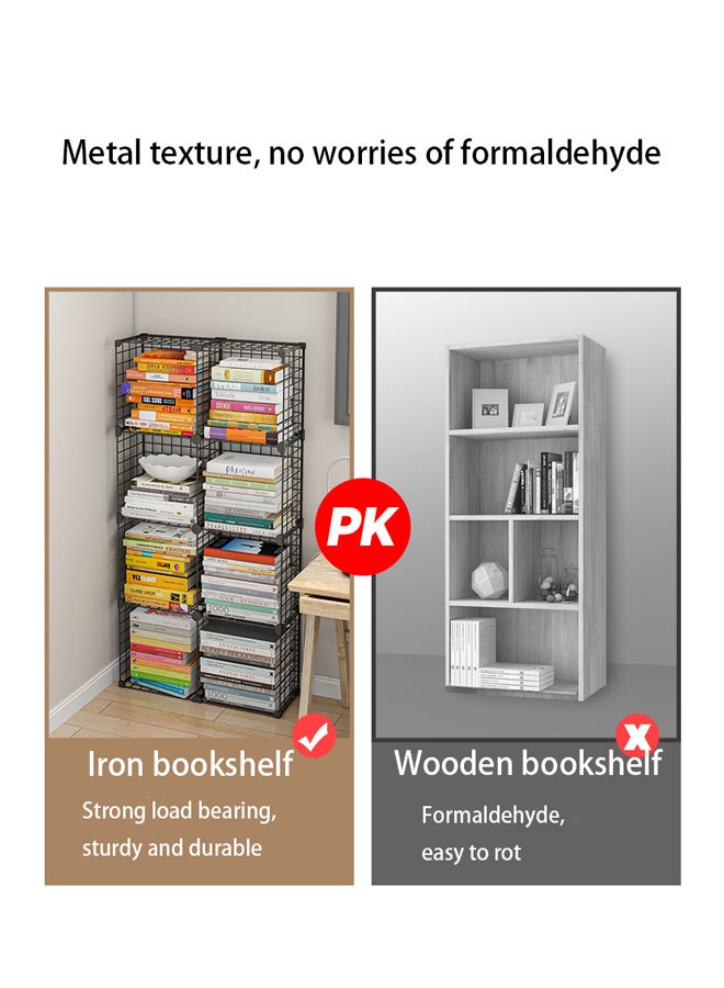 Generic Bookshelf Metal Industrial Bookcase Display Rack with Steel Frame Storage Rack Shelf for Office Bathroom Living Room - Image 3
