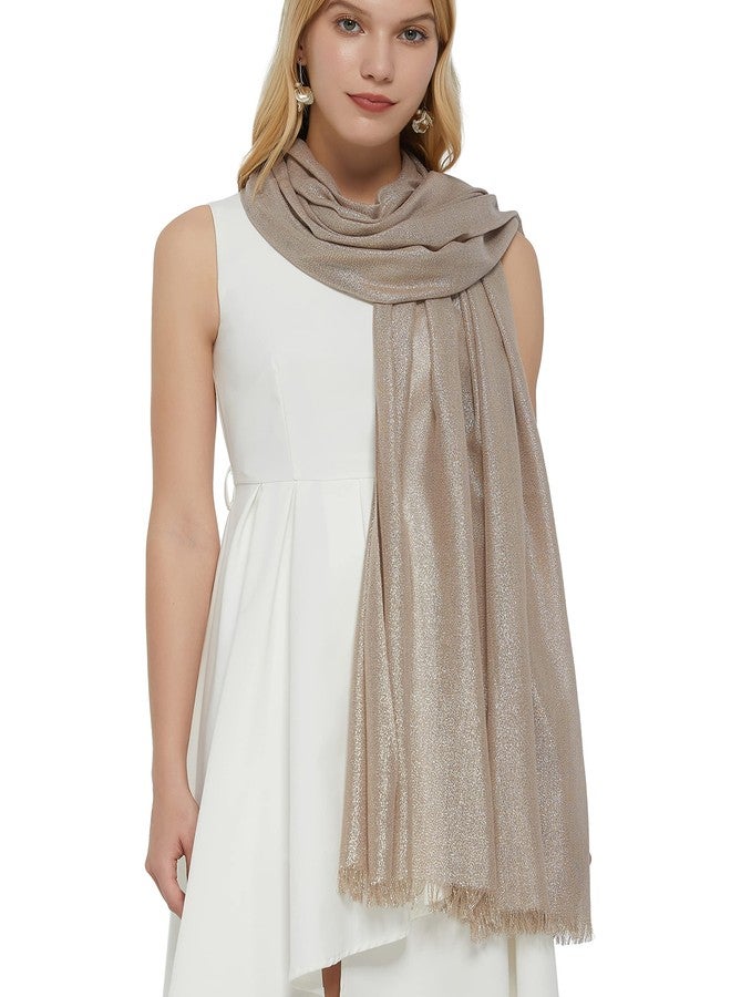 PANTONIGHT Women's Sparkling Metallic Evening Shawl Lightweight Wedding Shawl Extra Large Dressy Shawls and Wraps for Party (CHAMPAGNE GOLD 2511) - Image 4