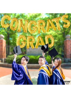 KATCHON Gold Congrats Grad Balloons 16 Inch ; Congrats Balloons For Graduation Party Decorations 2023 ; Congrats Balloon Banner 2023 Congrats Grad Banner ; Graduation Decorations Class Of 2023  - Image 4