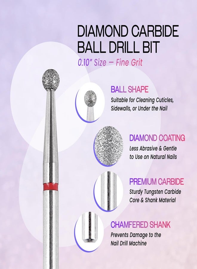 PANA 3/32" Diamond Carbide Ball Bit- Style 03, Fine Grit - Professional Cuticle Nail Drill Bits for Acrylic Gel Nails Dry Manicure Pedicure Shape Remove Tools - Image 3