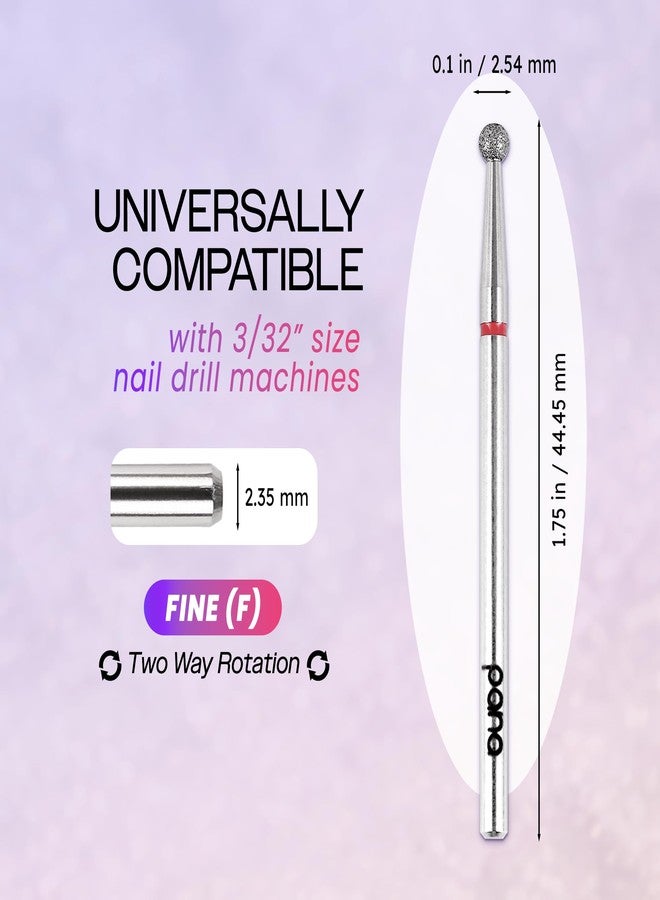 PANA 3/32" Diamond Carbide Ball Bit- Style 03, Fine Grit - Professional Cuticle Nail Drill Bits for Acrylic Gel Nails Dry Manicure Pedicure Shape Remove Tools - Image 2