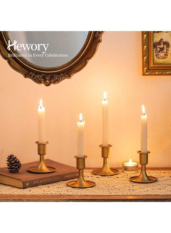 Hewory Gold Taper Candle Holder Set of 12, Hewory Short Skinny Brass Candlestick Holders, Vintage Small Low Metal Candles Sticks for Wedding Centerpieces Christmas Birthday Party Holiday Dinning Table Decor - Image 1