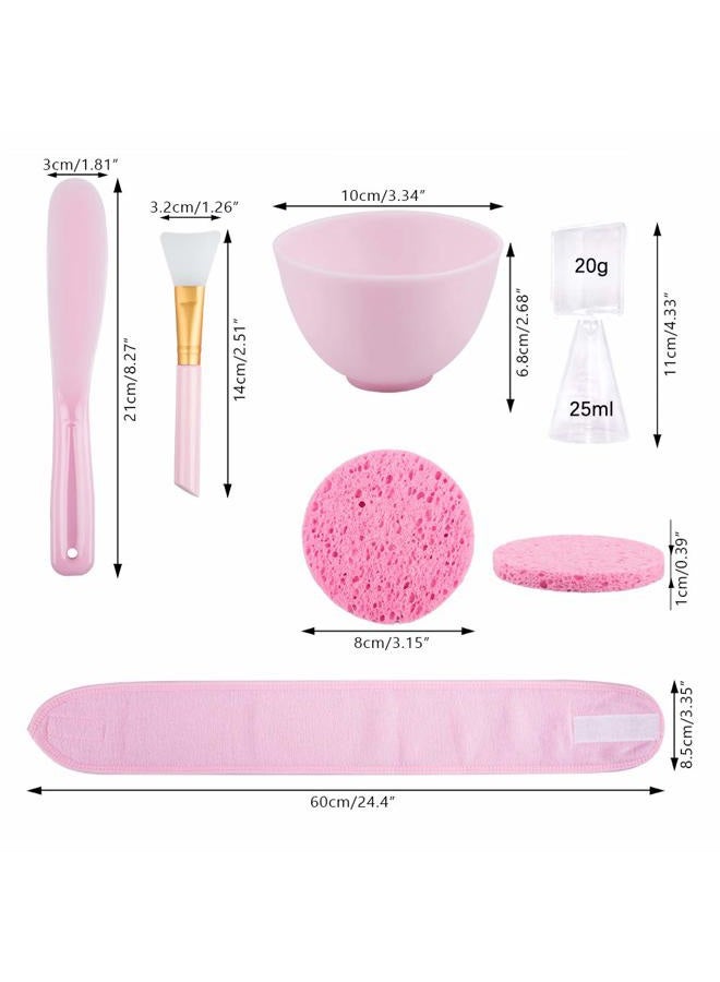 Sonku Facemask Mixing Bowl Set, Silicone DIY Face Mask Tool Kit with Facial Mask Bowl,Silicone Brush,Spatula,Measuring Spoons,Measuring Cup,Sponge,Makeup Headband-Pink - Image 2