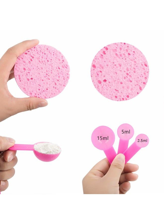 Sonku Facemask Mixing Bowl Set, Silicone DIY Face Mask Tool Kit with Facial Mask Bowl,Silicone Brush,Spatula,Measuring Spoons,Measuring Cup,Sponge,Makeup Headband-Pink - Image 3