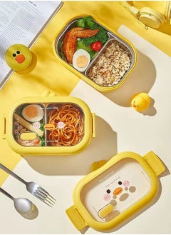 ROEIEIS Lunch Box Kids, Bento Box Adult Lunch Box, Lunch Containers for Adults/Kids/Toddler,304 Stainless Steel-2 Compartment Microwave & Dishwasher & Freezer Safe - Yellow  - Image 4