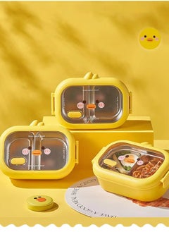 ROEIEIS Lunch Box Kids, Bento Box Adult Lunch Box, Lunch Containers for Adults/Kids/Toddler,304 Stainless Steel-2 Compartment Microwave & Dishwasher & Freezer Safe - Yellow  - Image 2