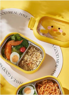 ROEIEIS Lunch Box Kids, Bento Box Adult Lunch Box, Lunch Containers for Adults/Kids/Toddler,304 Stainless Steel-2 Compartment Microwave & Dishwasher & Freezer Safe - Yellow  - Image 5