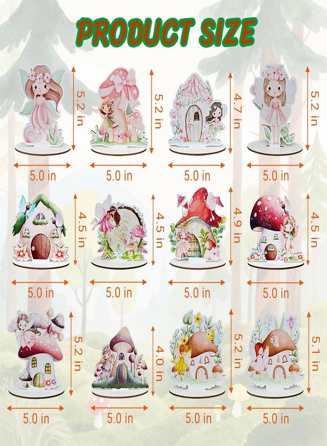 Toosunny 12 Pcs Wooden Fairy Party Decorations Forest Table Signs Enchanted Mushroom Decor Rustic Tiered Tray Centerpieces for Baby Shower Birthday Camp Party Supplies Cake and Tabletop Decoration - Image 3
