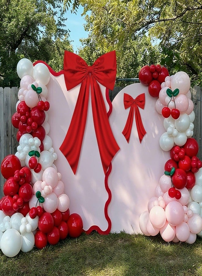 Vibzox Red Bow Decor 2 Pack,Large & Small Red Coquette Room Backdrop Wall Decor for Bachelorette Baby Shower Bridal Shower Bow Birthday Decorations - Image 4