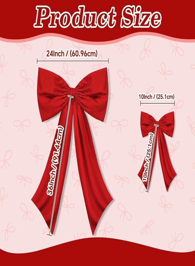 Vibzox Red Bow Decor 2 Pack,Large & Small Red Coquette Room Backdrop Wall Decor for Bachelorette Baby Shower Bridal Shower Bow Birthday Decorations - Image 2