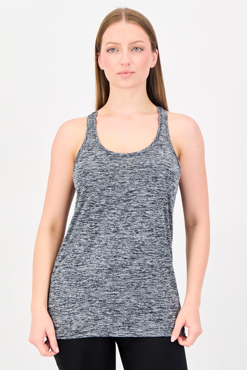 UNDER ARMOUR UA Tech Heathered Racerback Tank Top, Heather Grey - Image 1