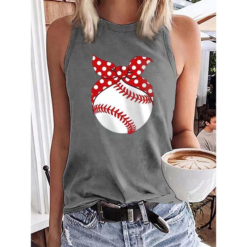 2022 Women'S Sleeveless Vest Baseballmom Baseball Printed T-Shirt - Image 1