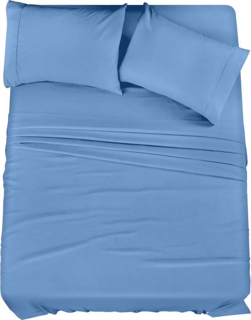 Utopia Bedding King Sheet Set – 4 Piece Bed Sheets for King Size Bed, Soft and Breathable Microfiber, Includes 1 Fitted Sheet, 1 Flat Sheet and 2 Pillowcases (Dutch Blue) - Image 1
