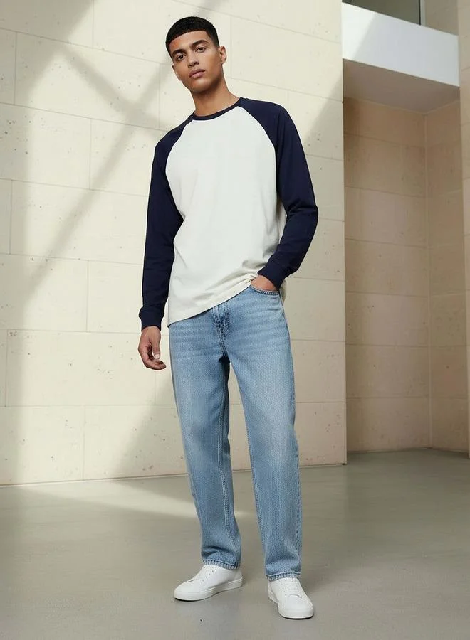 لي كوبر Lee Cooper Men Regular Fit Crew Neck Raglan Sleeves T-shirt