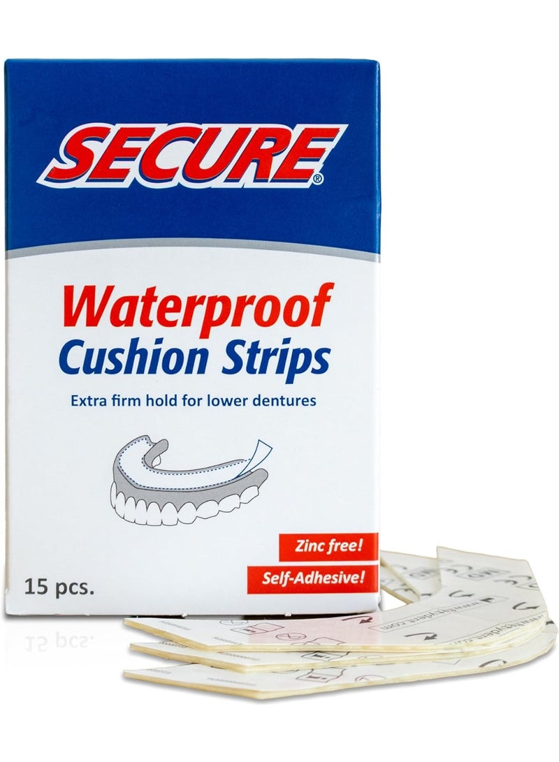 Secure Denture Adhesive Strips â€“ Zinc Free â€“ Waterproof â€“ Comfortable Cushion Fit for Lowers â€“ Extra Firm All-Day-Hold â€“ No Mess â€“ Clean Ingredients - 30 Strips (2 Pack) - Image 4