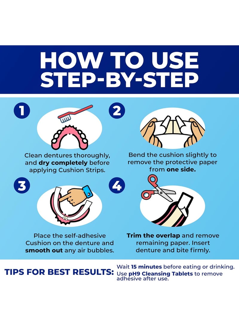 Secure Denture Adhesive Strips â€“ Zinc Free â€“ Waterproof â€“ Comfortable Cushion Fit for Lowers â€“ Extra Firm All-Day-Hold â€“ No Mess â€“ Clean Ingredients - 30 Strips (2 Pack) - Image 5