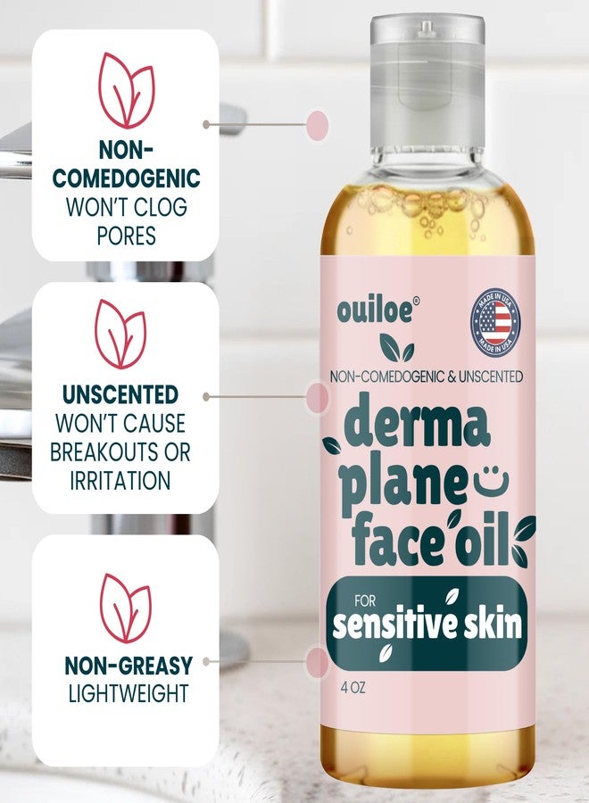 Ouiloe Dermaplane Oil for Sensitive Skin - Non Comedogenic Face Shaving Oil for Women - Unscented, Safe for Acne Prone Skin, Non Irritating & Non Greasy Face Oil for Dermaplaning Tool & Razors, 4oz by Ouiloe - Image 3