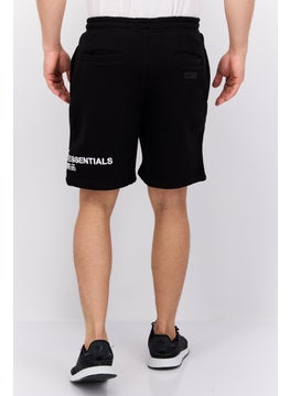 Blank Essentials Men Brand Logo Drawstring Basic Shorts, Black  - Image 2