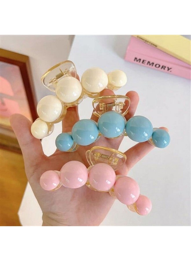 ANNACREATIONS Korean Fashionable Fancy Stylish Large Big Pearl Hair Claw Clips Long Hair Jaw Clips Clutches Barrettes Hair Accessories For Women And Girls Set Of 4 Large - Image 2
