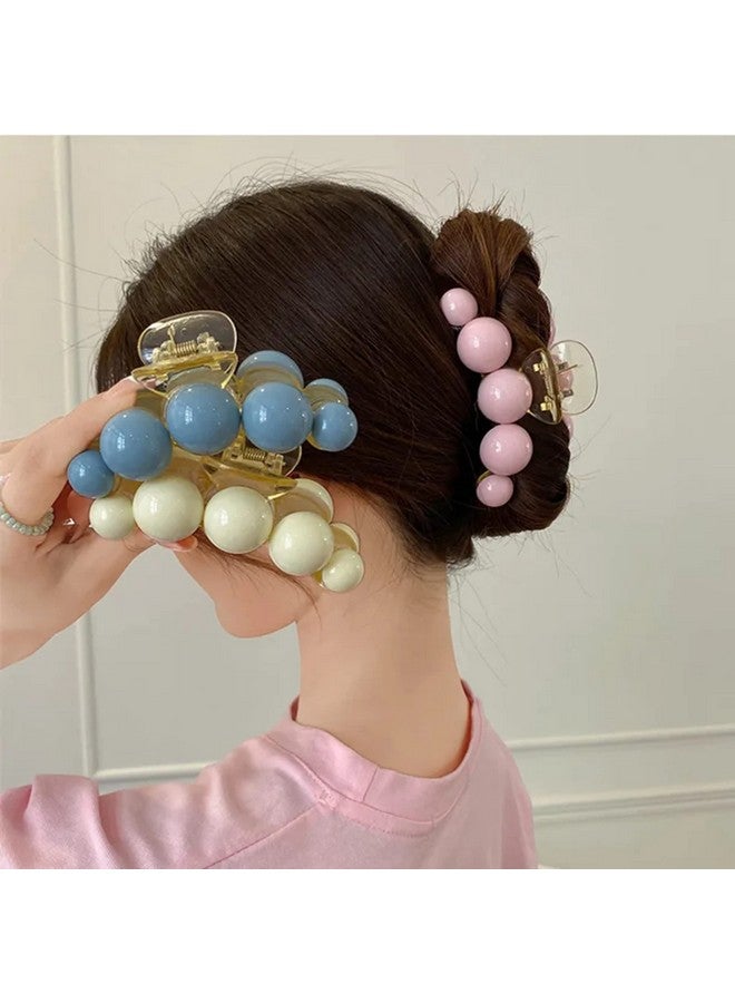 ANNACREATIONS Korean Fashionable Fancy Stylish Large Big Pearl Hair Claw Clips Long Hair Jaw Clips Clutches Barrettes Hair Accessories For Women And Girls Set Of 4 Large - Image 3