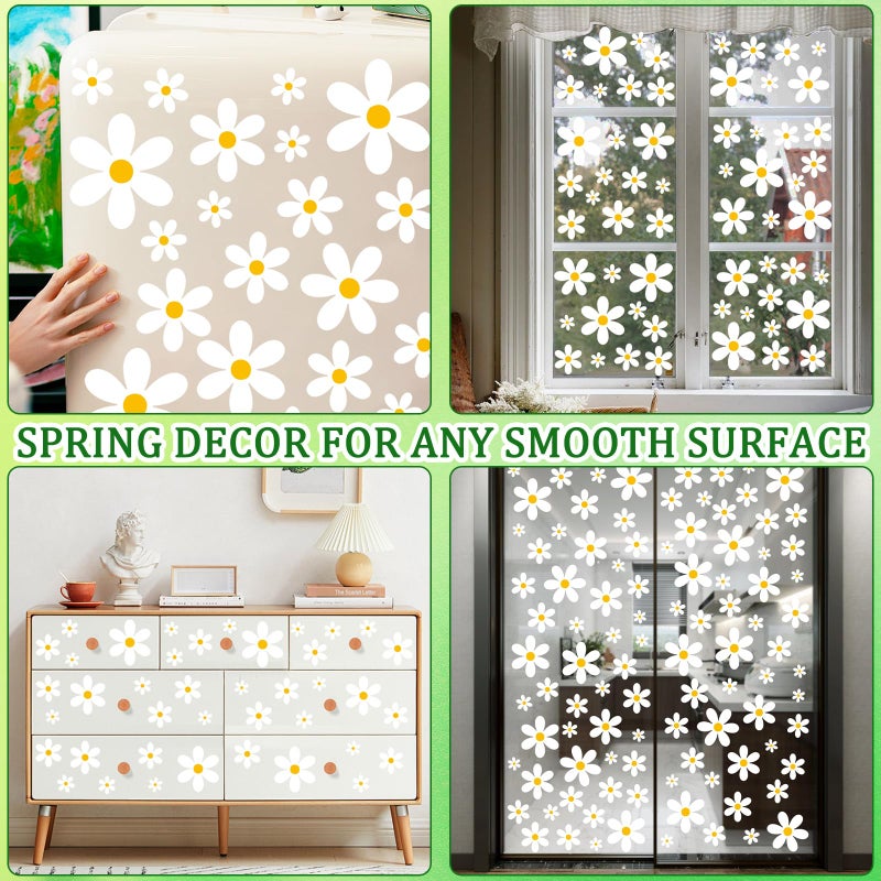 AOWDIAO 108 Pcs White Daisy Window Clings - 9 Sheets, Double-Sided Flower Glass Stickers - Summer & Spring Decorations for Home, Office, School - Image 5