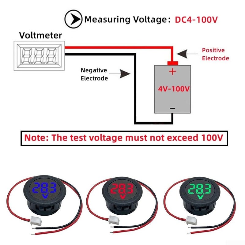 Green LED Digital DC Voltmeter 4 100V Round 2 Wire Voltage Measurement DC5100V - Image 4