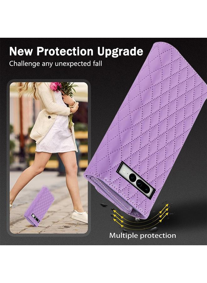 S-TOP Case For Google Pixel 6 Zipper Multi-Card Wallet Rhombic Leather Phone Case - Image 5