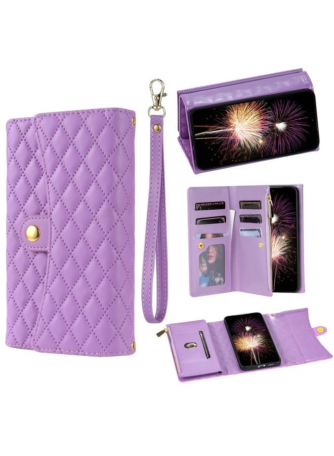 S-TOP Case For Google Pixel 6 Zipper Multi-Card Wallet Rhombic Leather Phone Case - Image 1