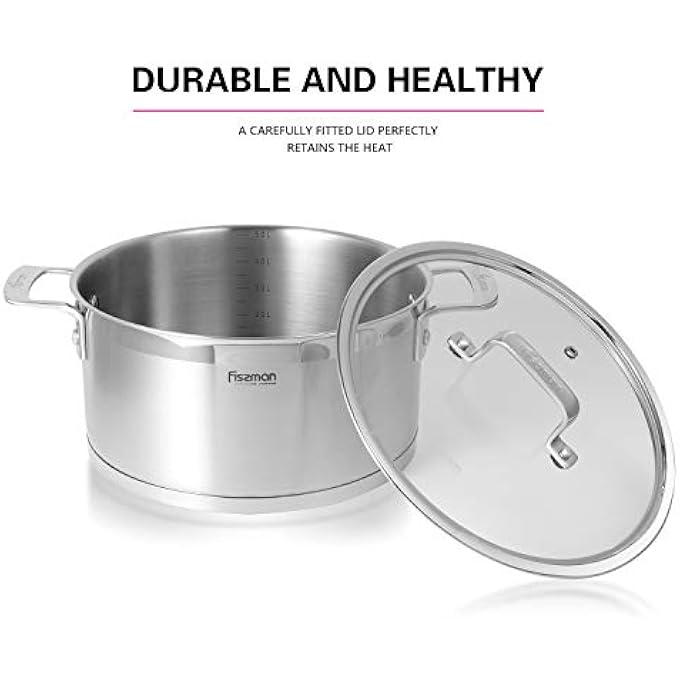 فيسمان قدر 20×10 سم 31 لتر مع غطاء زجاجي من الفولاذ المقاوم للصدأ - Image 3