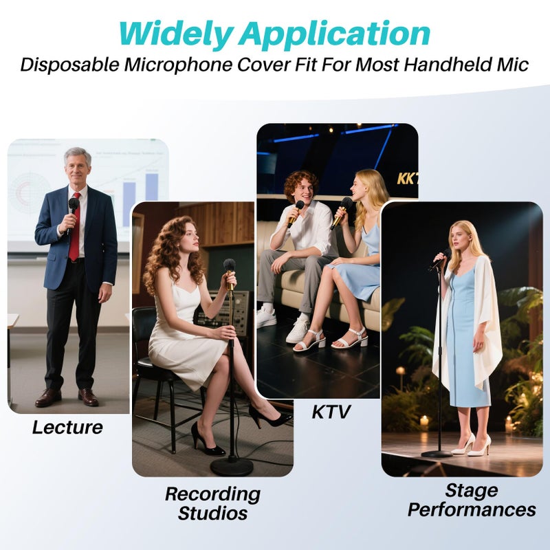 MAQIHAN 100PCS MAQIHAN Microphone Cover - Mic Covers Disposable Odorless Non-Woven Microphone Windscreen Bulk Protective Cap for KTV Home Karaoke Bar Recording Room and Stage Performance, Black - Image 5