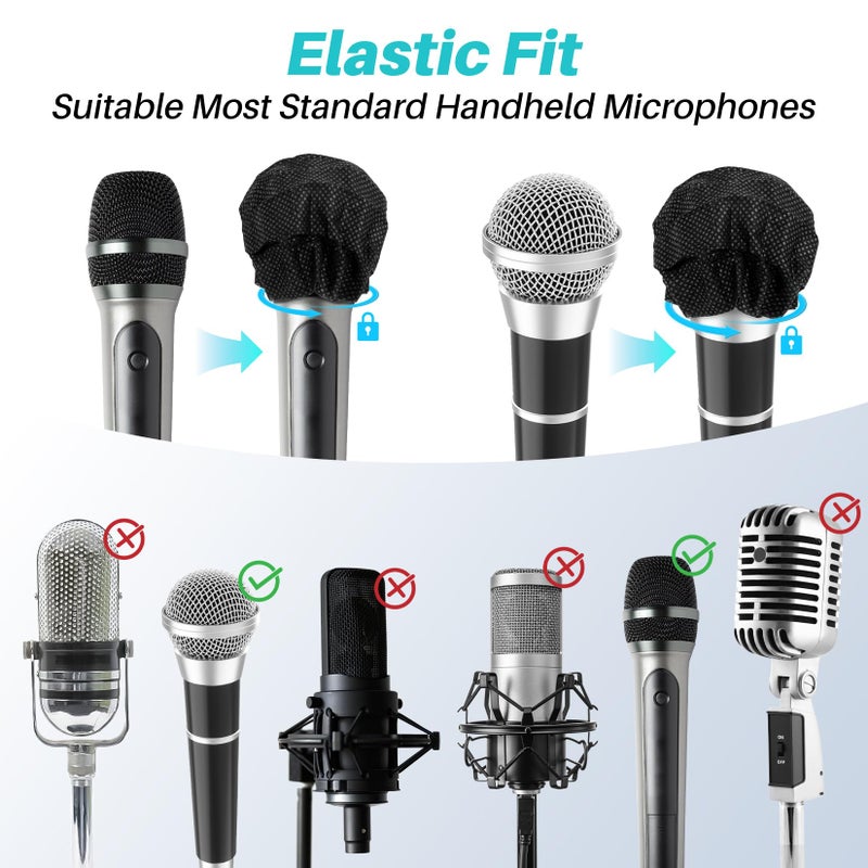 MAQIHAN 100PCS MAQIHAN Microphone Cover - Mic Covers Disposable Odorless Non-Woven Microphone Windscreen Bulk Protective Cap for KTV Home Karaoke Bar Recording Room and Stage Performance, Black - Image 3