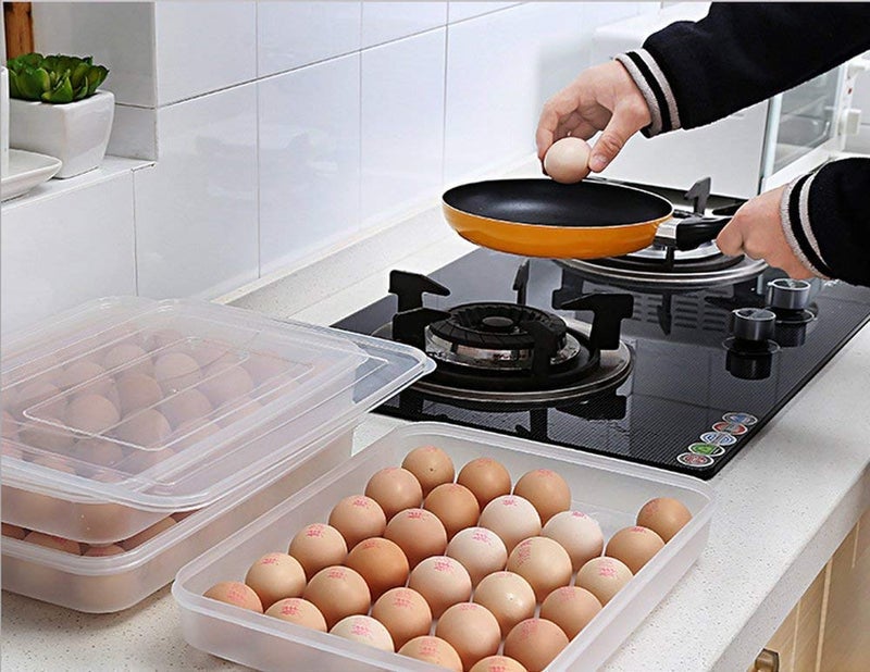 FosCadit Plastic Egg Storage Box Single Layer 24 Grids with Lid Egg Basket Tray Useful for Home Kitchen Poultry Multicolor 1Pcs - Image 5