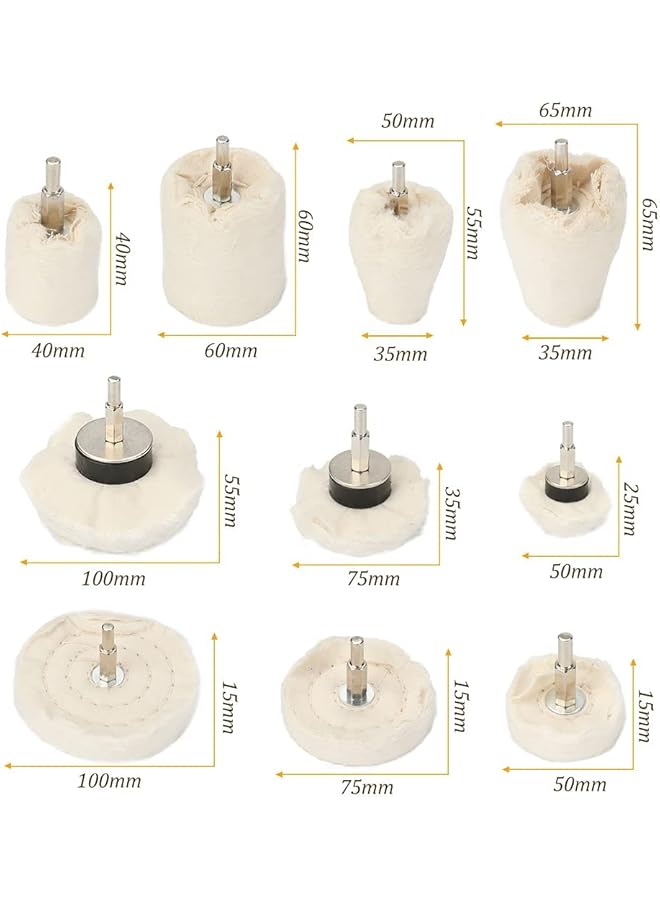 KASTWAVE Buffing Pads Polishing Wheel Kits, Buffing Wheel For Drill For Metal Aluminum Stainless Steel Chrome Wood Plastic Ceramic Glass Woods Fabric Cotton Machine Jewelry (10 Pcs)  - Image 2