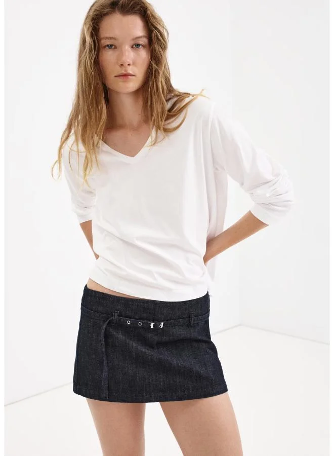Mango TS-TEJANO SOFT Denim Culottes With Belt for Women | Best Price UAE