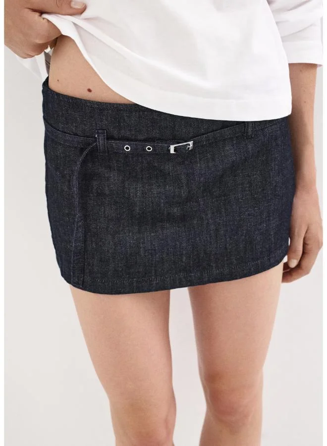 Mango Denim Culottes With Belt
